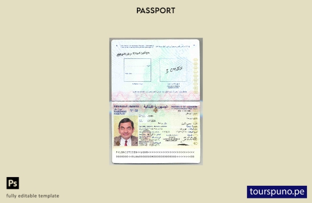Plantilla de pasaporte de Líbano lista para imprimir
